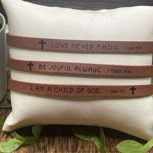 Bible Verse Leather Bracelets set 3 pack New